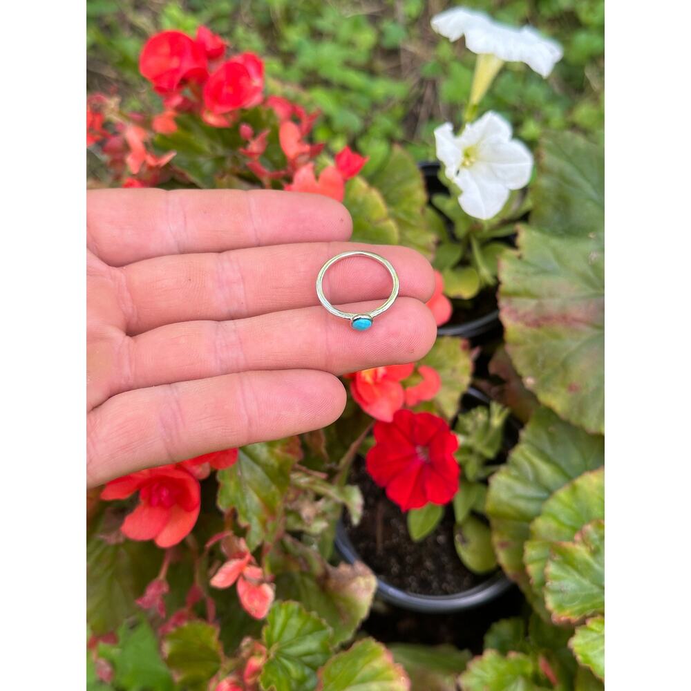 Sterling Silver Rounded Turquoise Bead Ring - image 4